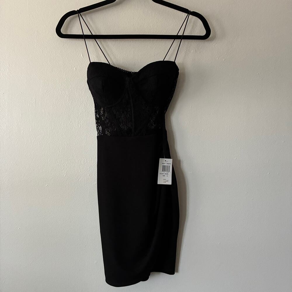B Darlin Black Lace Corset Dress Juniors 1/2 Bodycon Cocktail Party NWT